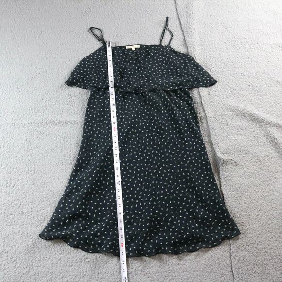 Gold Hawk Dress Silk Womens Medium Floral Print Ruffle Top Spaghetti Strap - Picture 5 of 8